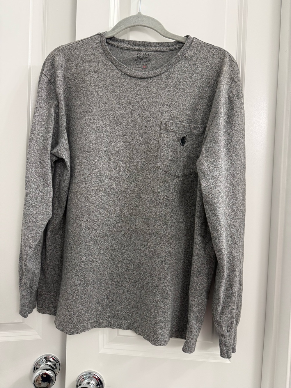 Polo Ralph Lauren Heather Gray Long-Sleeve Pocket Tee Sweatshirt Casual Comfort